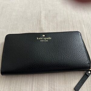 Kate Spade Zip around walled, Black, leather